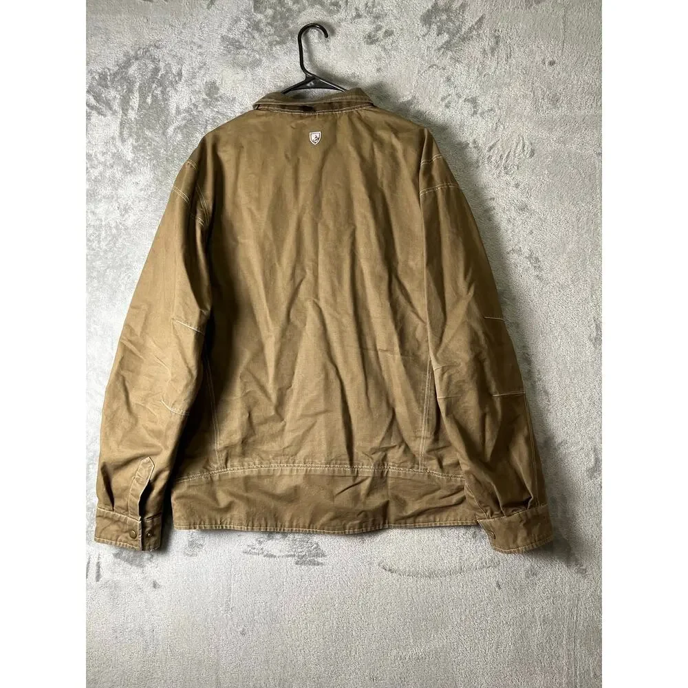 KÜHL Men’s Burr Jacket Large Khaki Brown Cotton Canvas Workwear Utility Coat